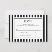 Modern Black And White Stripes Wedding  出欠カード (正面)