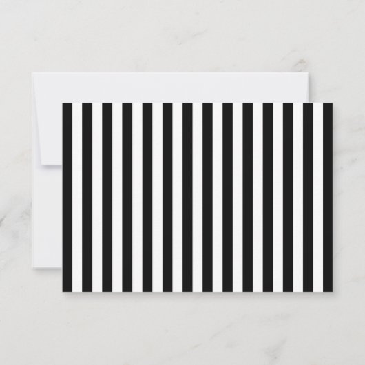 Modern Black And White Stripes Wedding  出欠カード (裏面)