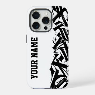 Modern Black and White Urban Calligraphy Custom Na iPhone 15 Proケース