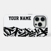 Modern Black and White Urban Calligraphy Custom Na iPhoneケース (裏面横)