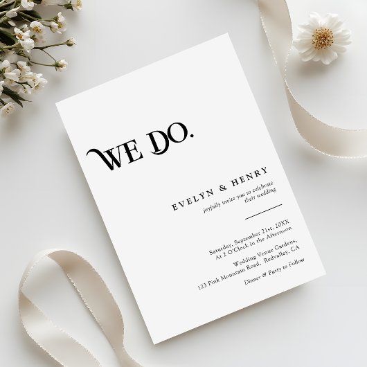 Modern Black and White We Do Wedding 招待状