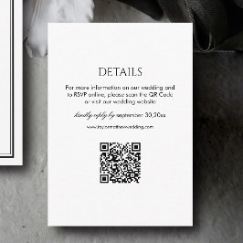 Modern Black and White Wedding Details Qr Code エンクロージャーカード
