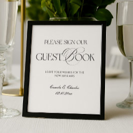 Modern Black and White Wedding Guest Book Poster ポスター
