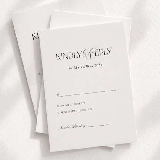 Modern Black and White Wedding Response  エンクロージャーカード