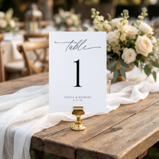 Modern Black and White Wedding Table Number Cards 招待状