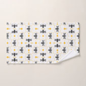 Modern Black and Yellow Bee Pattern Monogram バスタオルセット (ハンドタオル)