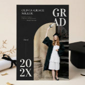 Modern Black Arch Photo and Collage Graduation 招待状