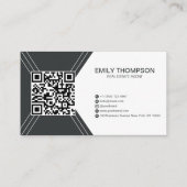 Modern Black Art Deco QR Code Real Estate Logo 名刺 (裏面)