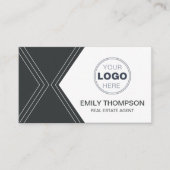 Modern Black Art Deco QR Code Real Estate Logo 名刺 (正面)