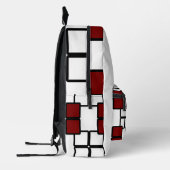 Modern Black Backpack with Deep Red & White Square プリントバックパック (左)