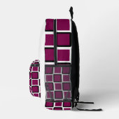 Modern Black Backpack with Wine & White Squares  プリントバックパック (右)
