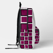 Modern Black Backpack with Wine & White Squares  プリントバックパック (左)