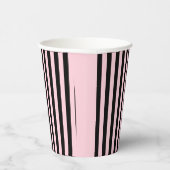 Modern Black & Blush Pink Striped 紙コップ (右)