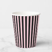 Modern Black & Blush Pink Striped 紙コップ (正面)