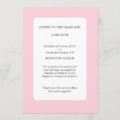 Modern Black & Blush Pink Striped Graduation 案内状 (裏面)