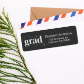 Modern Black Bold Graduation Invitation Return  ラベル