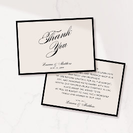Modern Black Border Ivory Wedding Thank You Card 招待状
