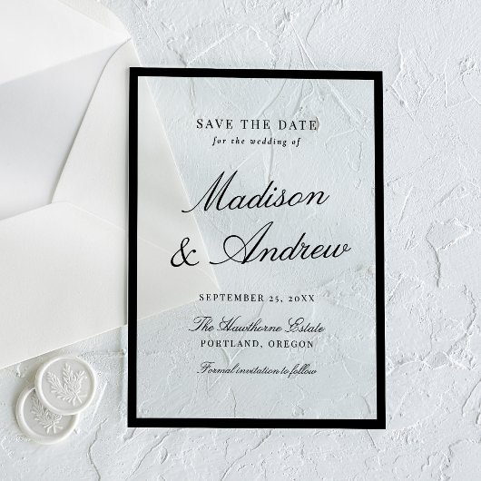 Modern Black Border Wedding Save the Date アクリル招待状
