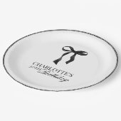 Modern Black Bow Birthday ペーパープレート (アングル)