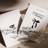 Modern Black Bow Birthday Invitation 招待状