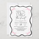 Modern Black Bow  Bridal Shower Invitation 招待状 (正面)