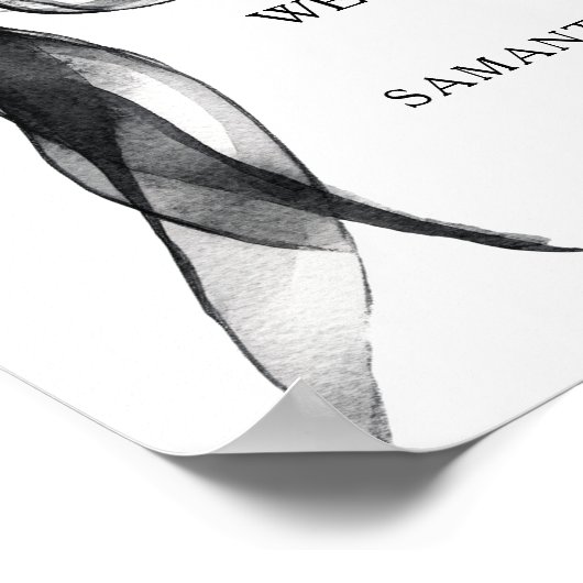 Modern Black Bow Bridal Shower Welcome Sign ポスター (角)