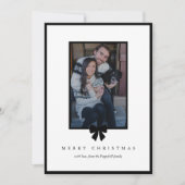Modern Black Bow Christmas Photo シーズンカード (正面)