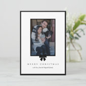 Modern Black Bow Christmas Photo シーズンカード (スタンド正面)