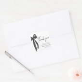 Modern Black Bow Coquette Birthday Thank You スクエアシール (封筒)