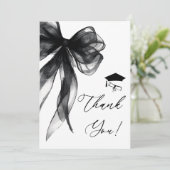 Modern Black Bow Graduation Party サンキューカード (スタンド正面)