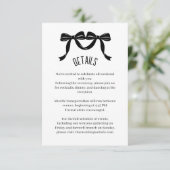 Modern Black bow Wedding Details Enclosure Card  エンクロージャーカード (スタンド正面)