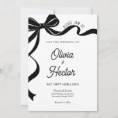 Modern Black Bow Wedding Invitation  招待状 (正面)