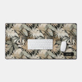 Modern Black Brown Leaves Jungle Masculin Custom デスクマット (キーボード&マウス)