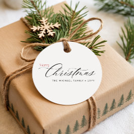 Modern Black Calligraphy Christmas Family Name フェイバータグ