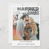 Modern Black Calligraphy Married Little Christmas シーズンカード (正面)