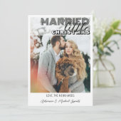 Modern Black Calligraphy Married Little Christmas シーズンカード (スタンド正面)