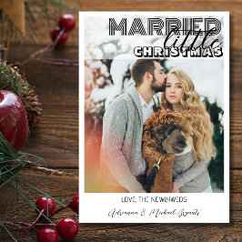 Modern Black Calligraphy Married Little Christmas シーズンカード