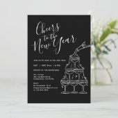 Modern Black Cheers to the New Year Party  招待状 (スタンド正面)