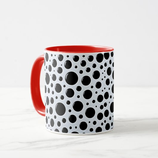 Modern Black Circle Dots マグカップ (正面左)