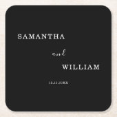 Modern Black Classic Photo Wedding スクエアペーパーコースター (正面)