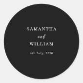 Modern Black Classic Photo Wedding ラウンドシール (正面)