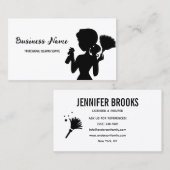 Modern Black Cleaning Service Housekeeper Maid 名刺 (正面/裏面)