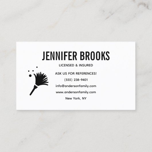 Modern Black Cleaning Service Housekeeper Maid 名刺 (裏面)