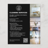 Modern Black Cleaning Services Photo Logo QR チラシ (正面)