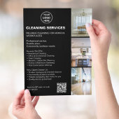Modern Black Cleaning Services Photo Logo QR チラシ