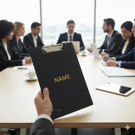 Modern Black Clipboard with Personalized Name Desi クリップボード