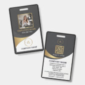 Modern Black Corporate Employee Photo ID Badge バッジ (正面&裏面)