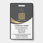 Modern Black Corporate Employee Photo ID Badge バッジ (裏面)