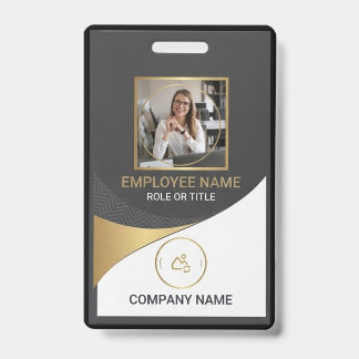 Modern Black Corporate Employee Photo ID Badge バッジ