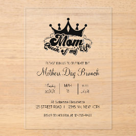 Modern Black Crown MOM Queen of my life Invitation アクリル招待状